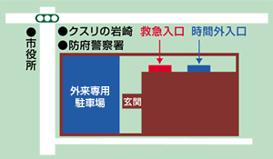 時間外入口・救急入口の図